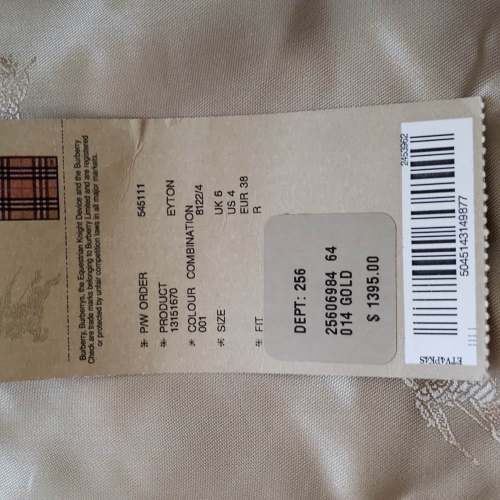 BURBERRY GOLD SHIMMER METALLIC CHECK PLAID TRENCH COAT - Picture 11 of 16